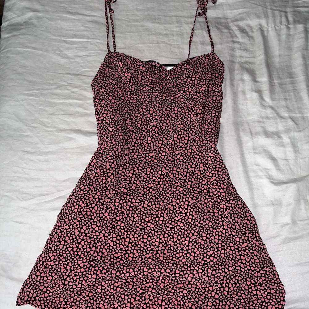 LOTTIE MOSS Pink Heart Bustier Tie Front Dress